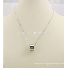 Серебряный круг нержавеющей стали с ожерельем Rhinestone CZ привесным